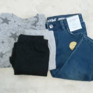 Girl's Clothing Leggings +Denim Capri +Pullover Top Lot of 4 Size Medium(7/8)